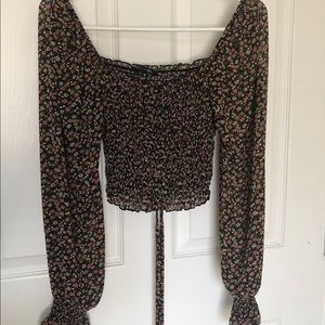 Long sleeve off the shoulder crop top